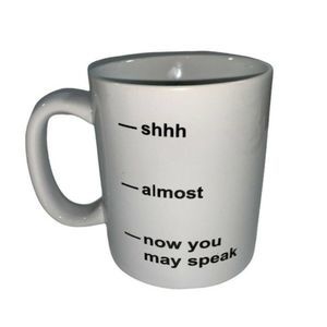 White Ceramic Mug with Fun Text